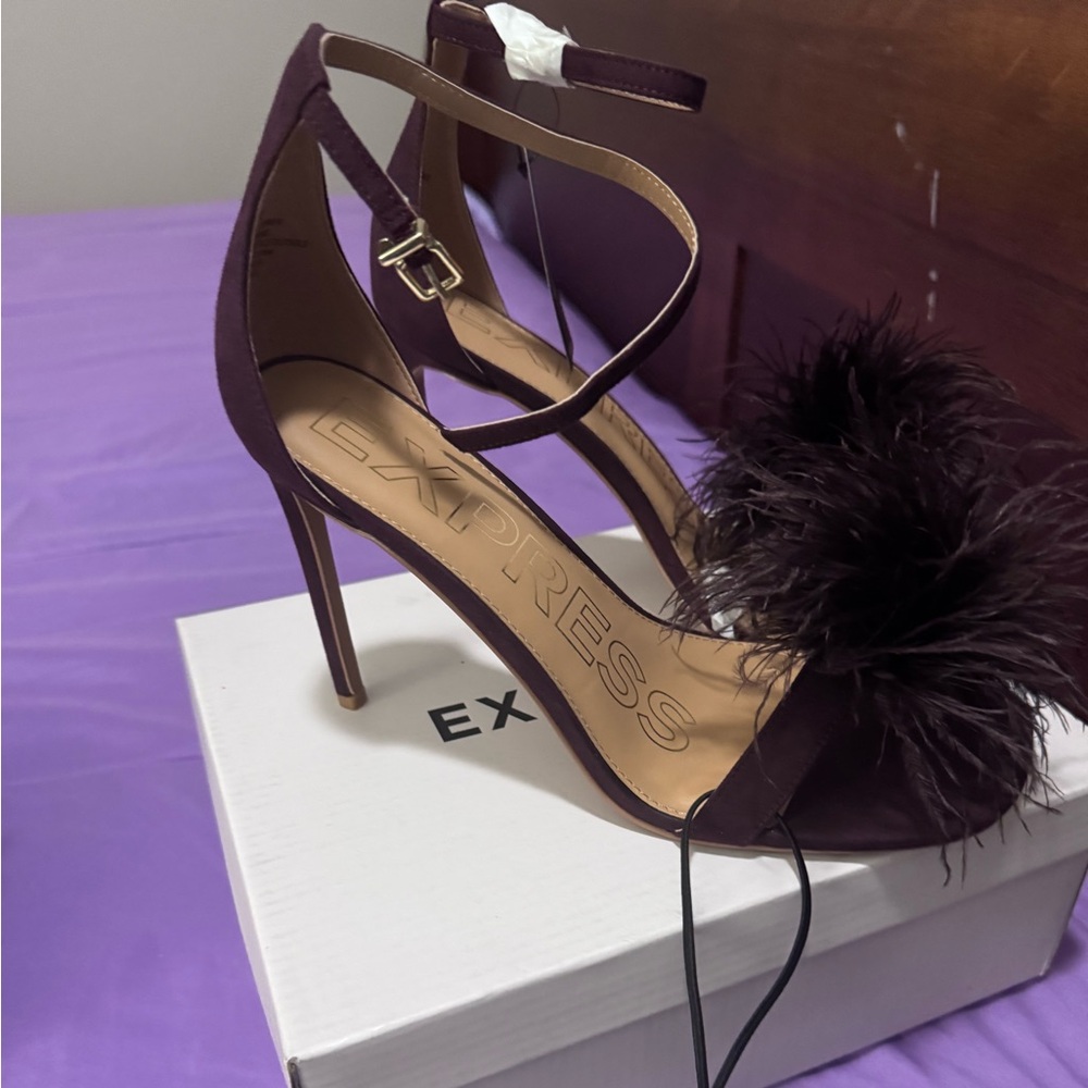 Express Women's Dark Purple Feathered Heels